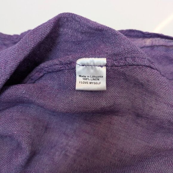 (L) Flax Linen Tunic Dress Purple - Picture 6 of 7